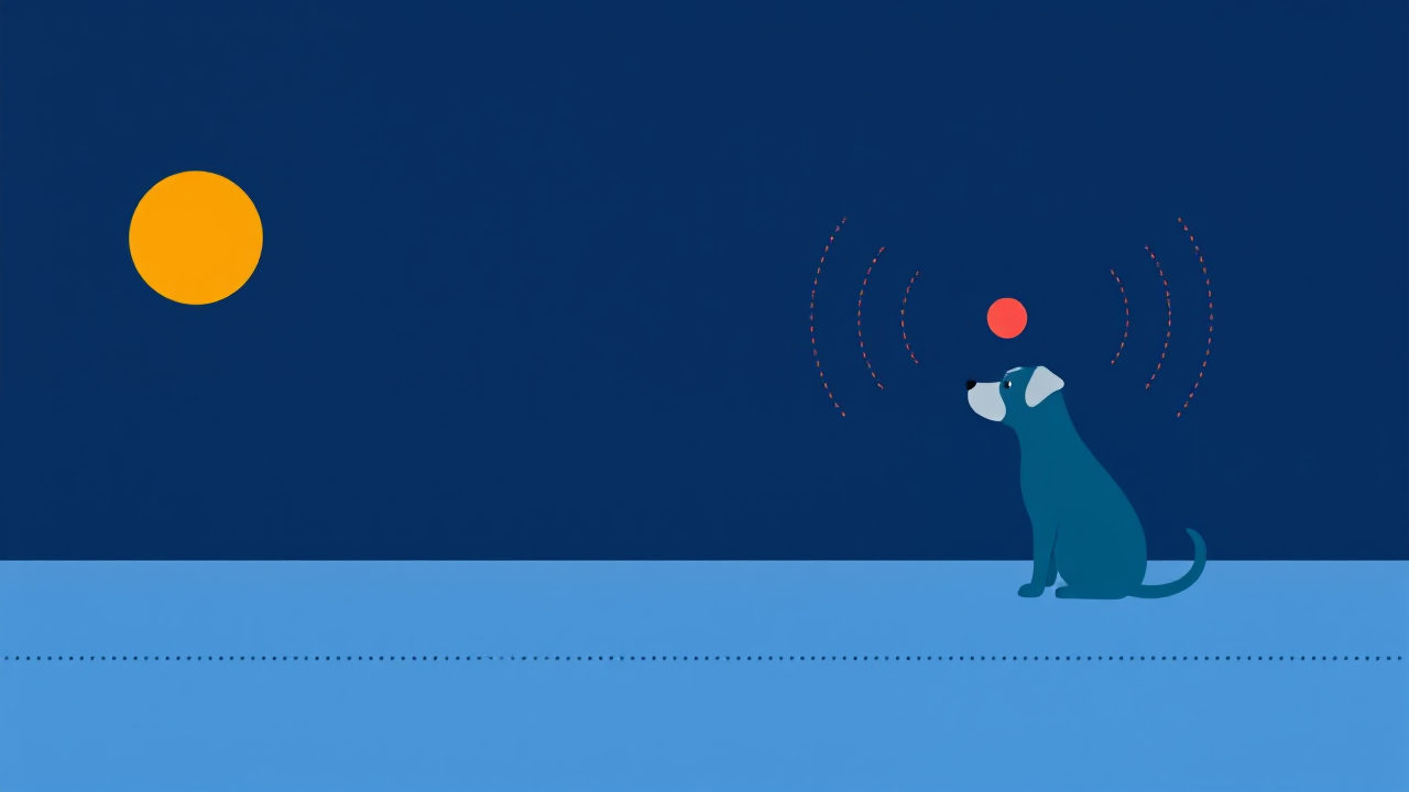 Hero illustration for: Can Cognitive Decline Make an Old Dog Bark More at Night?